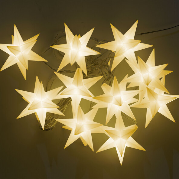 10er LED-Sternenlichterkette, weiß