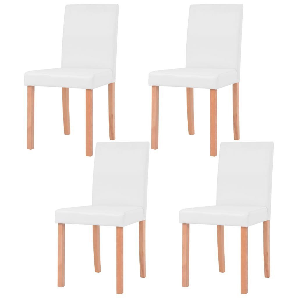 vidaXL Essgruppe Esszimmertisch und Stühle 5-tlg. Kunstleder Eiche Cremeweiß, (5-tlg)
