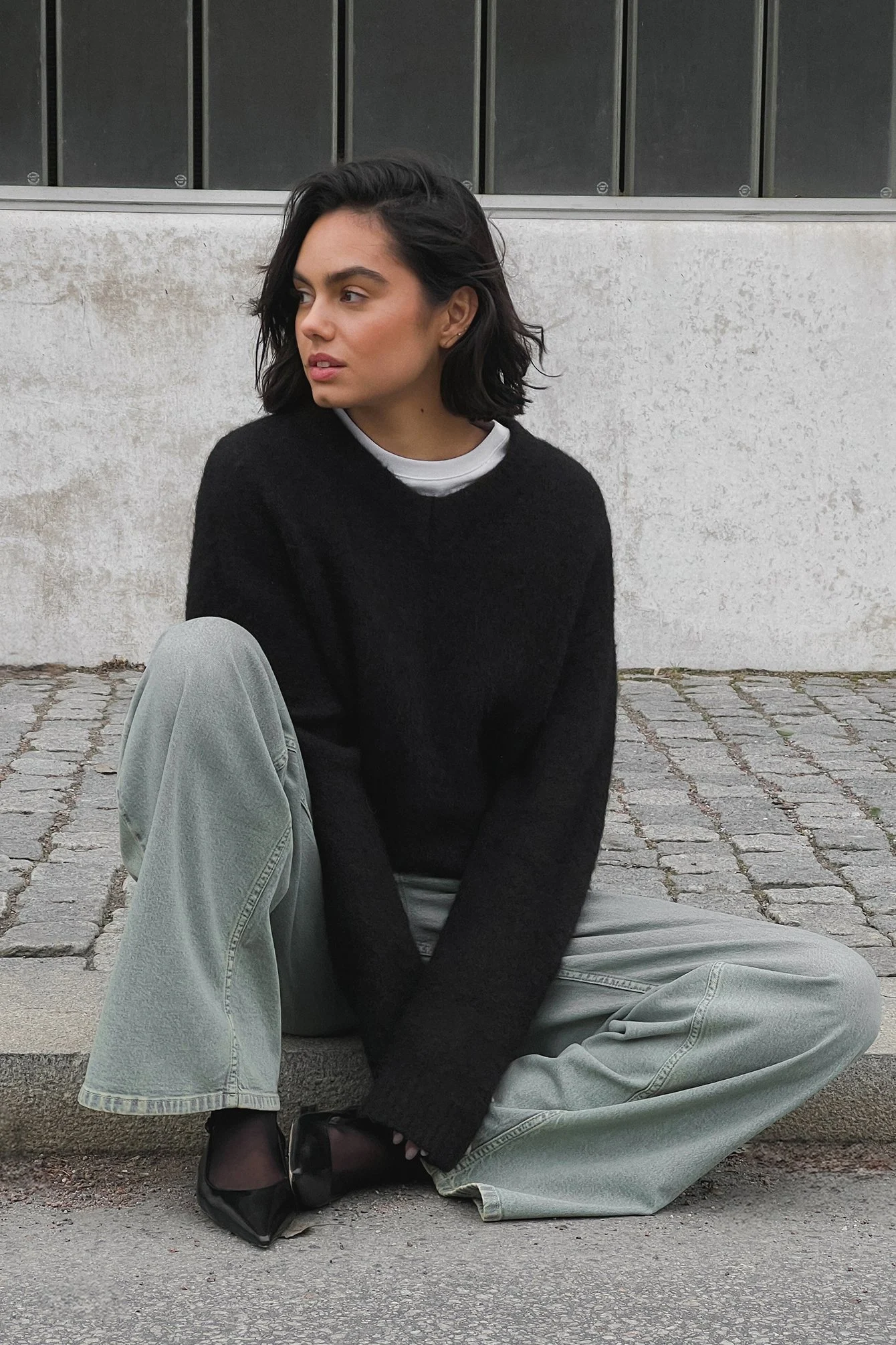 Pullover mit V-Ausschnitt aus Wollmischung