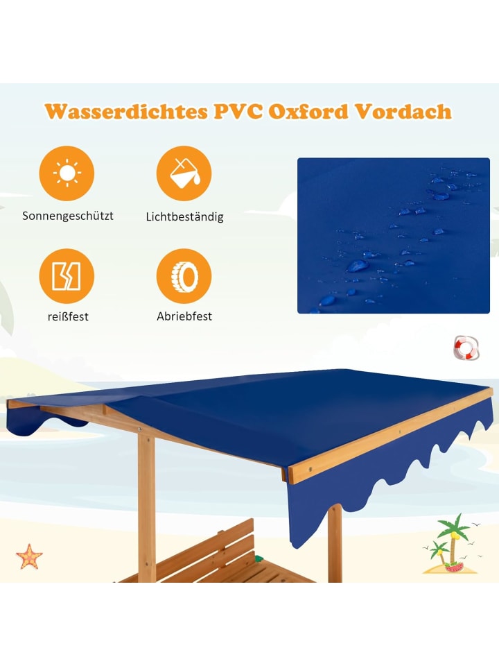 COSTWAY Sandkasten mit Dach 120x120cm in Beige günstig kaufen onesize