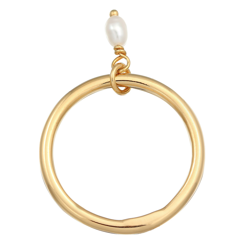 Elli Elli Bague Femmes Pile Basique avec Perle d'eau douce en Argent Sterling 925 Bague