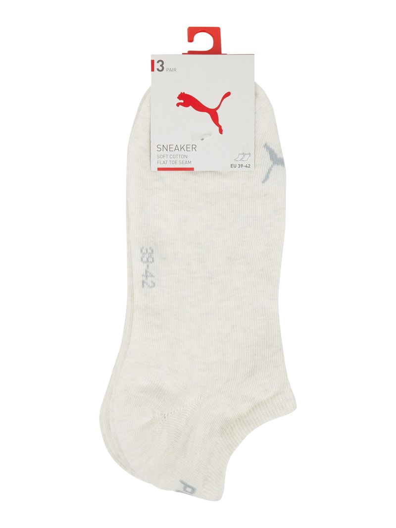Sneakersocken mit Label-Details im 3er-Pack in beige meliert
