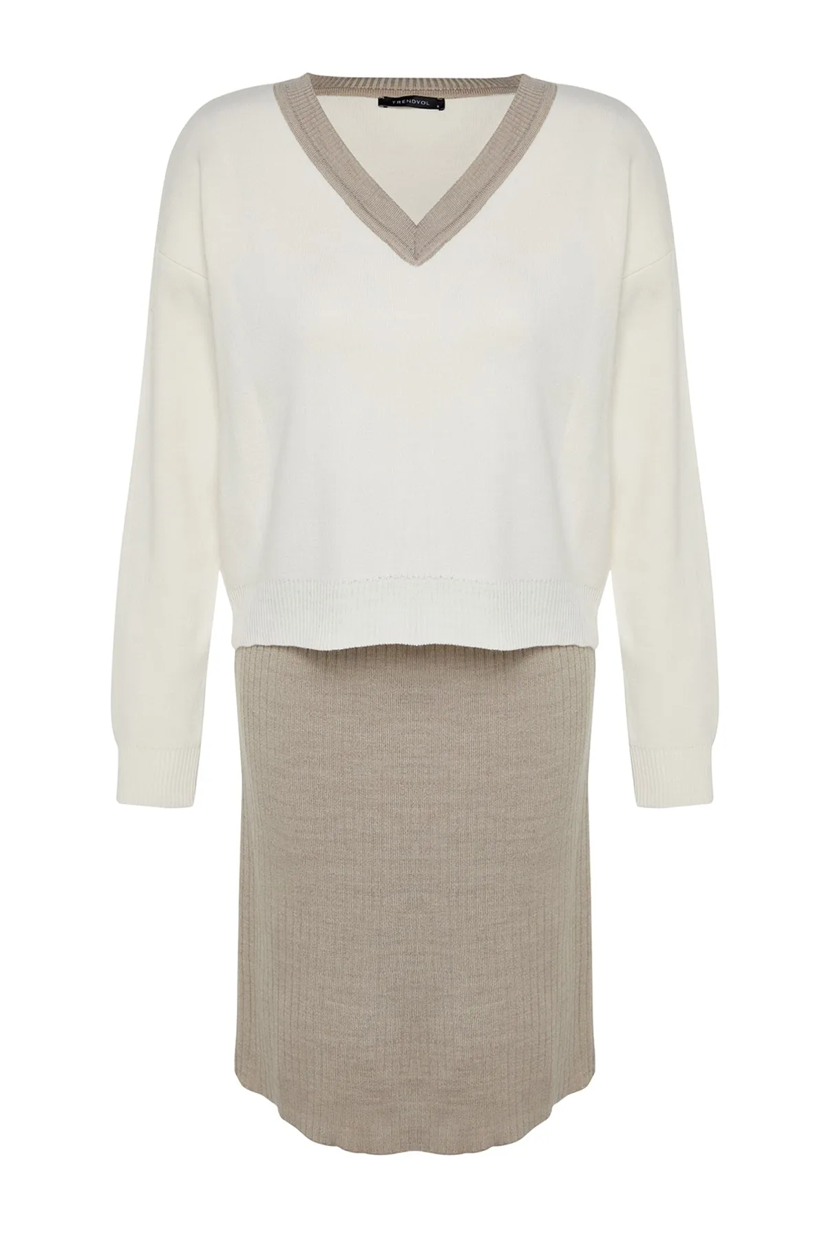 Trendyol Collection  Stone Wide Fit Strickoberteil und -unterteil-Set TWOAW24AU00011