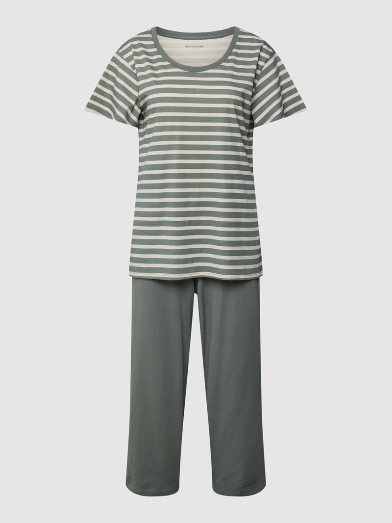Pyjama aus reiner Baumwolle in olivgrün