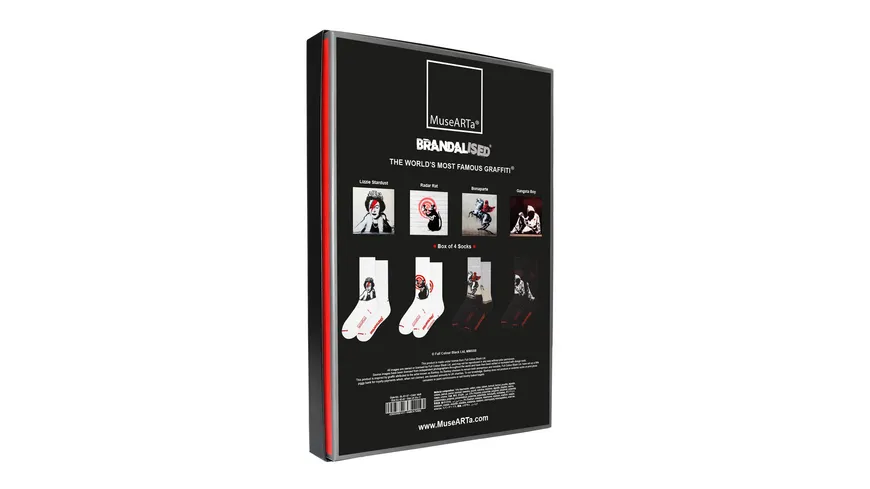 MuseARTa Unisex Socken The world's most famous Graffiti - Lizzie Stardust Geschenkpackung Black
