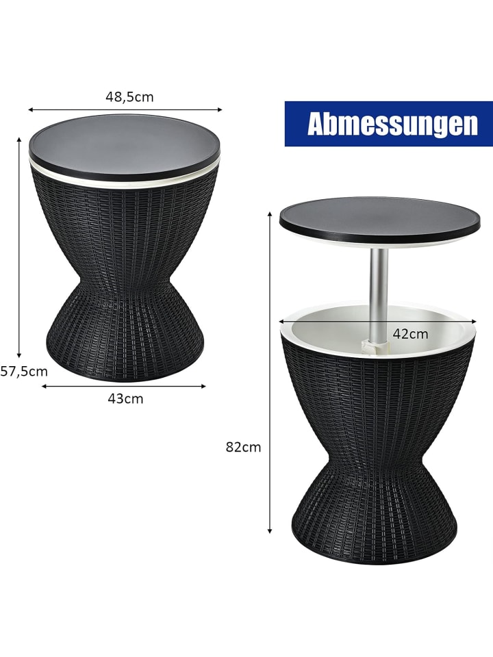 COSTWAY 3 in 1 Beistelltisch Cool Bar 30L in Schwarz günstig kaufen onesize