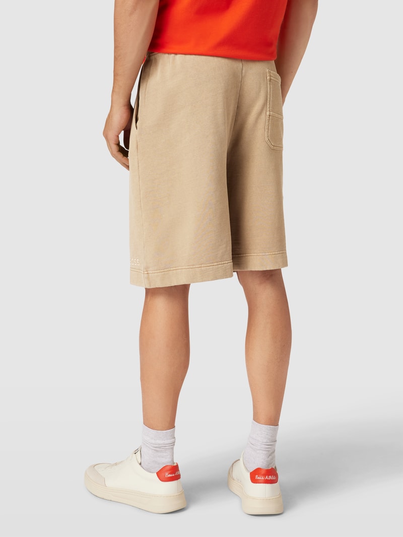 Shorts mit Label-Stitching Modell 'Neon' in sand meliert
