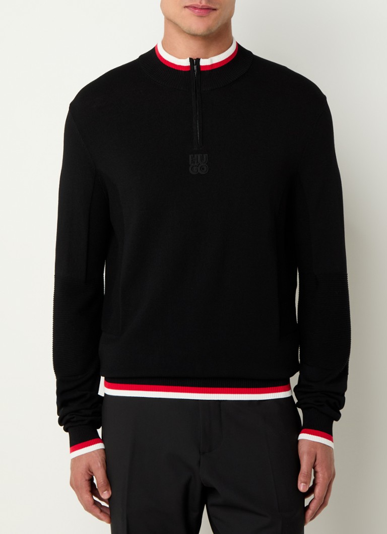 HUGO BOSS Selo fine-knit sweater with half zip and logo