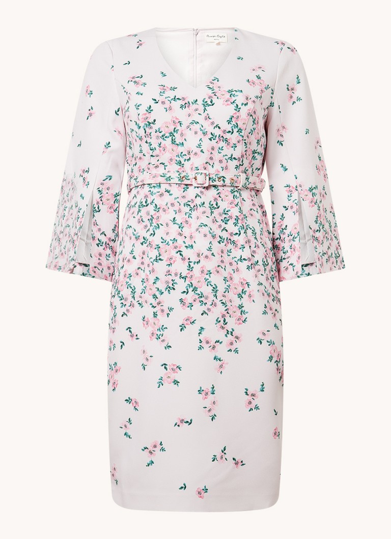 Vestido midi ajustado con estampado floral Giovanna de Phase Eight Petite con cinturón.