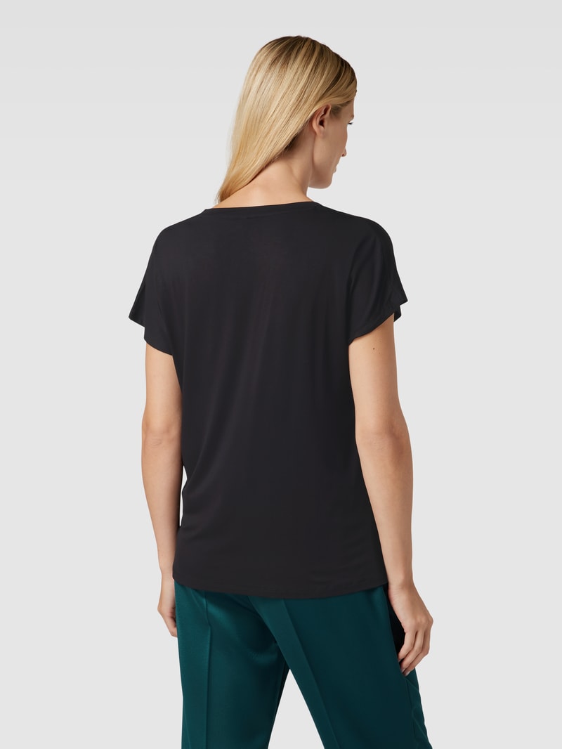 T-Shirt mit Label-Detail Modell 'Marcia' in schwarz