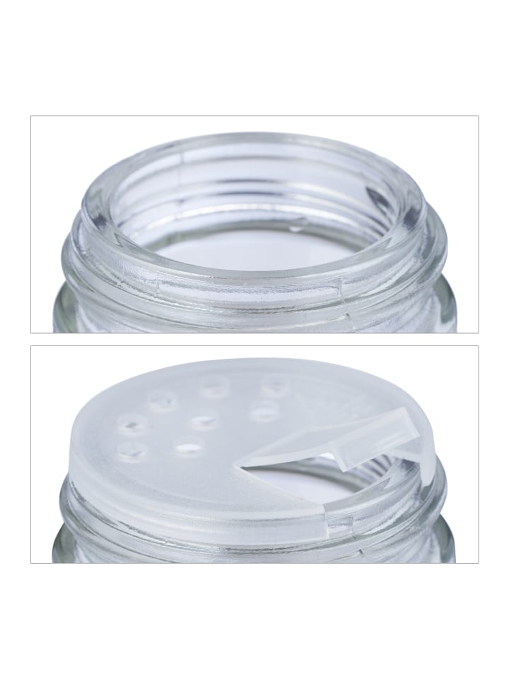 relaxdays 12 x Gewürzgläser in Transparent/ Schwarz günstig kaufen onesize