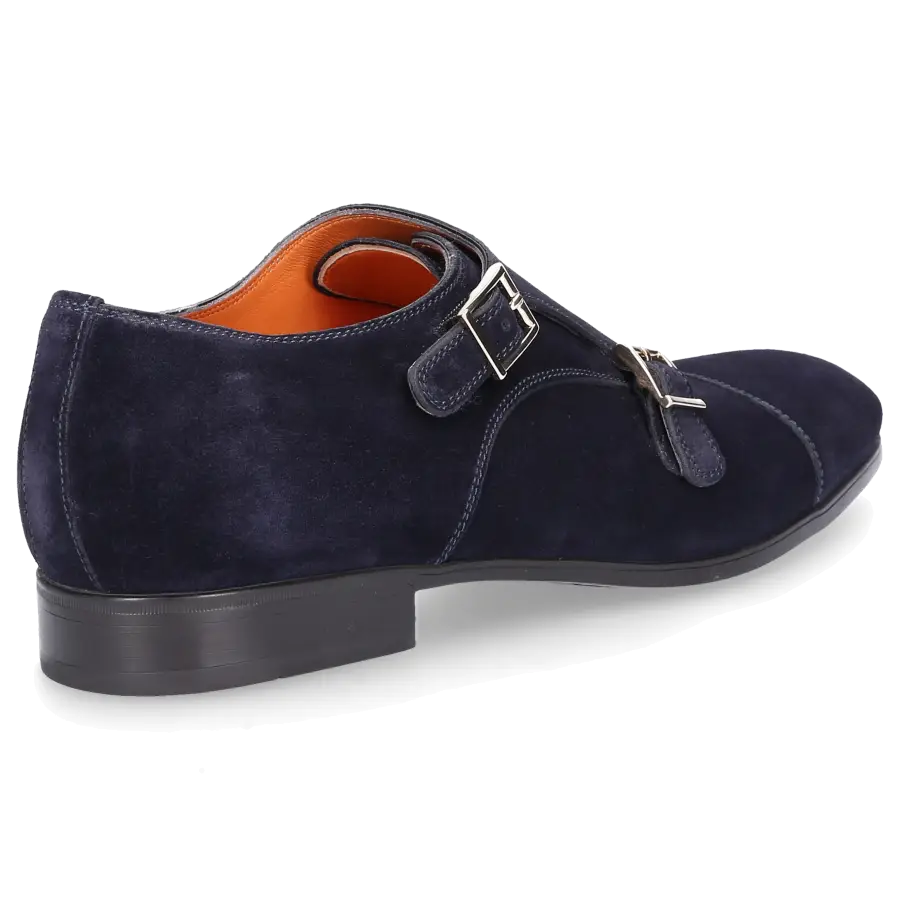 Santoni - Monk Schuhe 14549 Veloursleder - blau