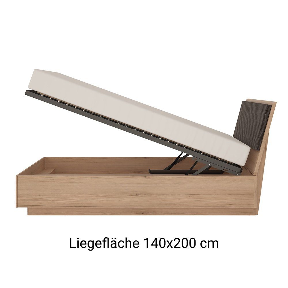 Lomadox Schlafzimmer-Set SANFORD-129, (Spar-Set, 5-St), San Remo Eiche hell Nb., Softclose, Bettkasten, 2 Kleiderstangen
