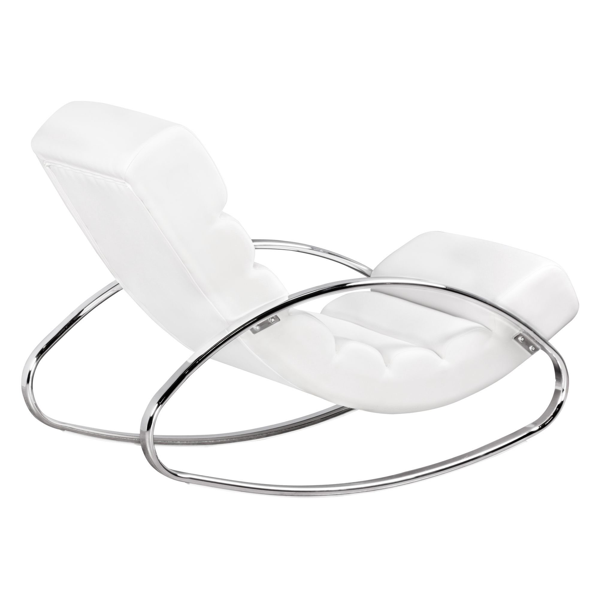 FINEBUY Schaukelstuhl SuVa4025_1 (Relaxliege Kunstleder Weiß 61x81x111 cm Wohnzimmer), Relaxsessel mit Armlehnen, Fernsehsessel Modern