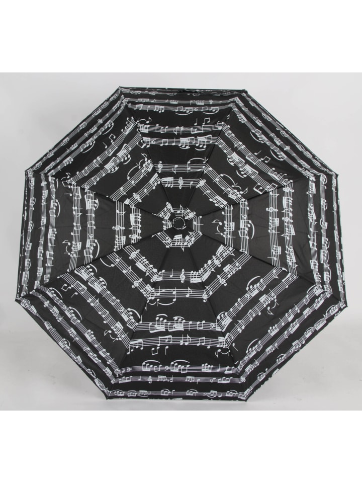 COFI 1453 Teleskop Taschenschirm mit Schutzhülle ?100 cm mit Notenmuster in Schwarz günstig kaufen onesize