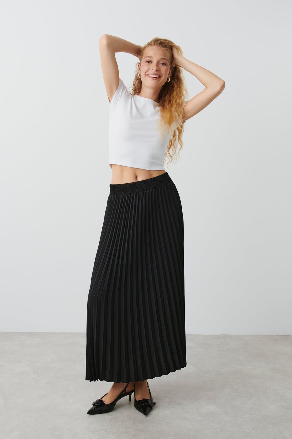 Plisse maxi skirt