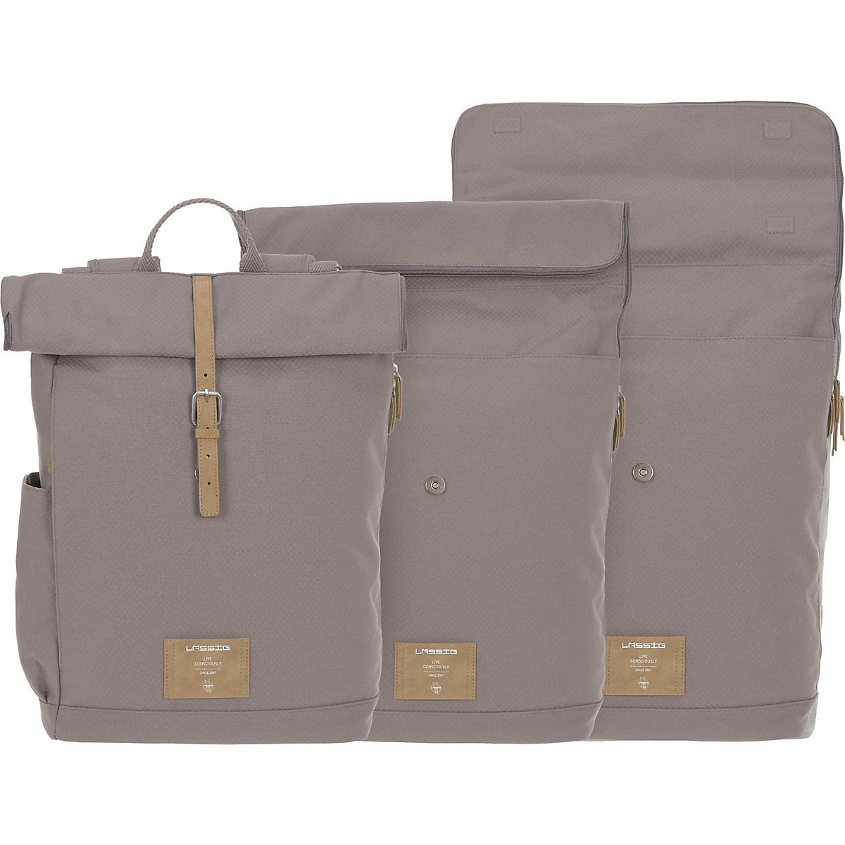 Wickelrucksack Rolltop rosewood/grey, inkl. Zubehör & Wickelunterlage