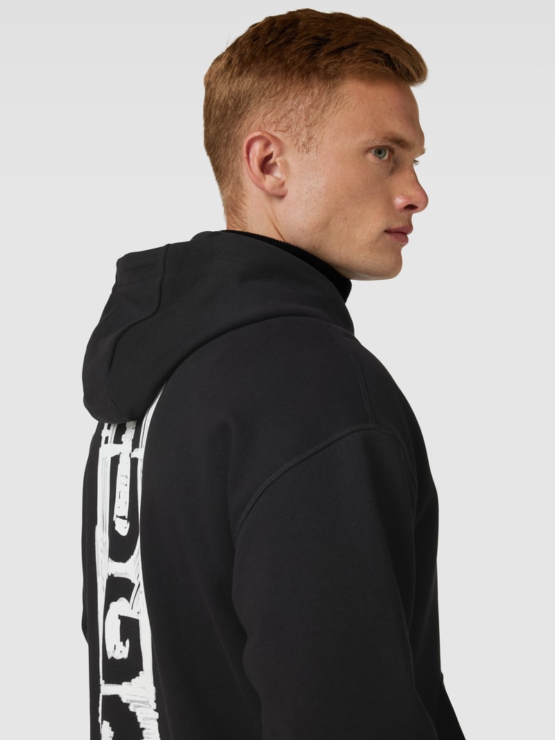 Hoodie mit Label-Detail Modell 'Diushi' in schwarz