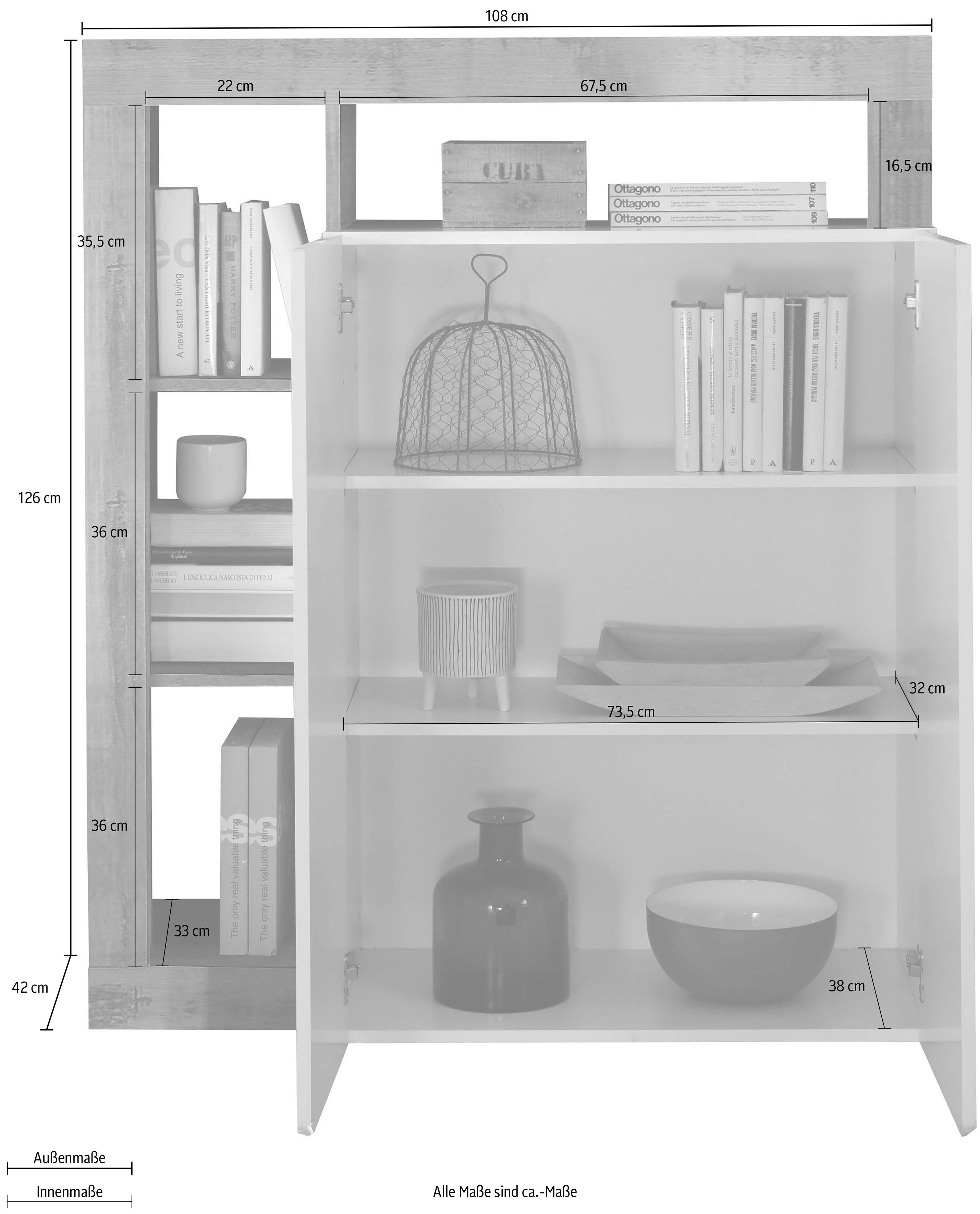 LC Highboard Hamburg, Breite 108 cm