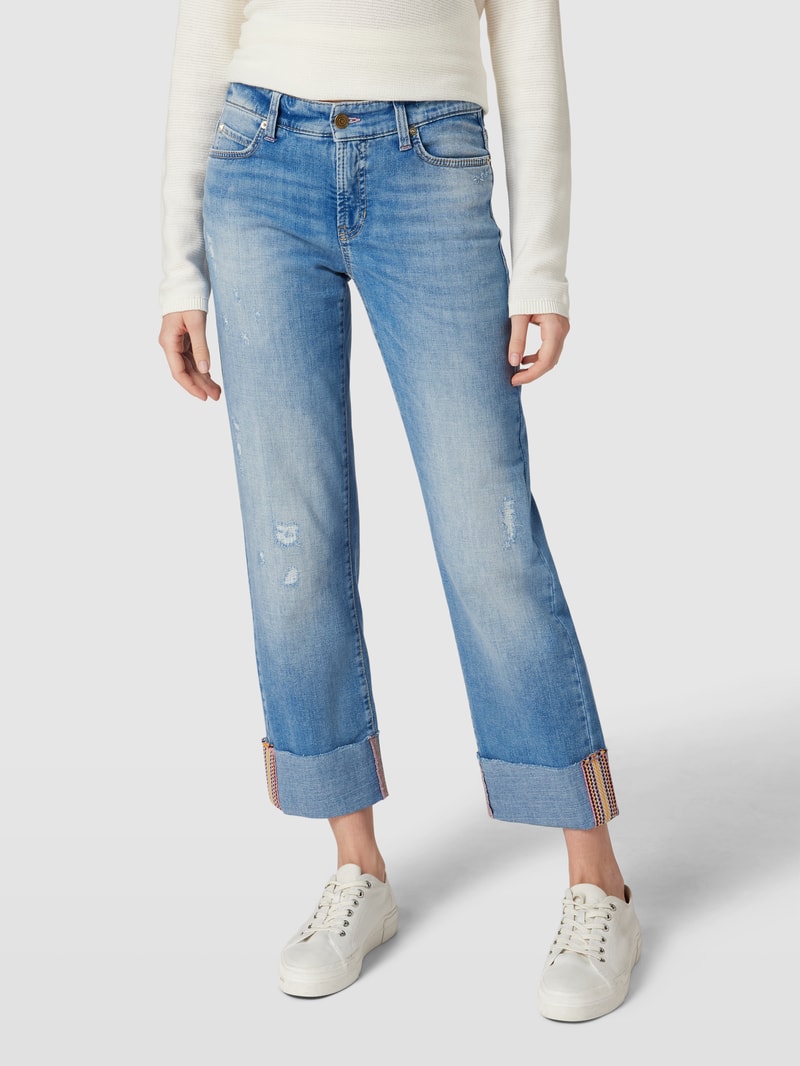 Jeans mit Label-Patch Modell 'PARIS' in blau