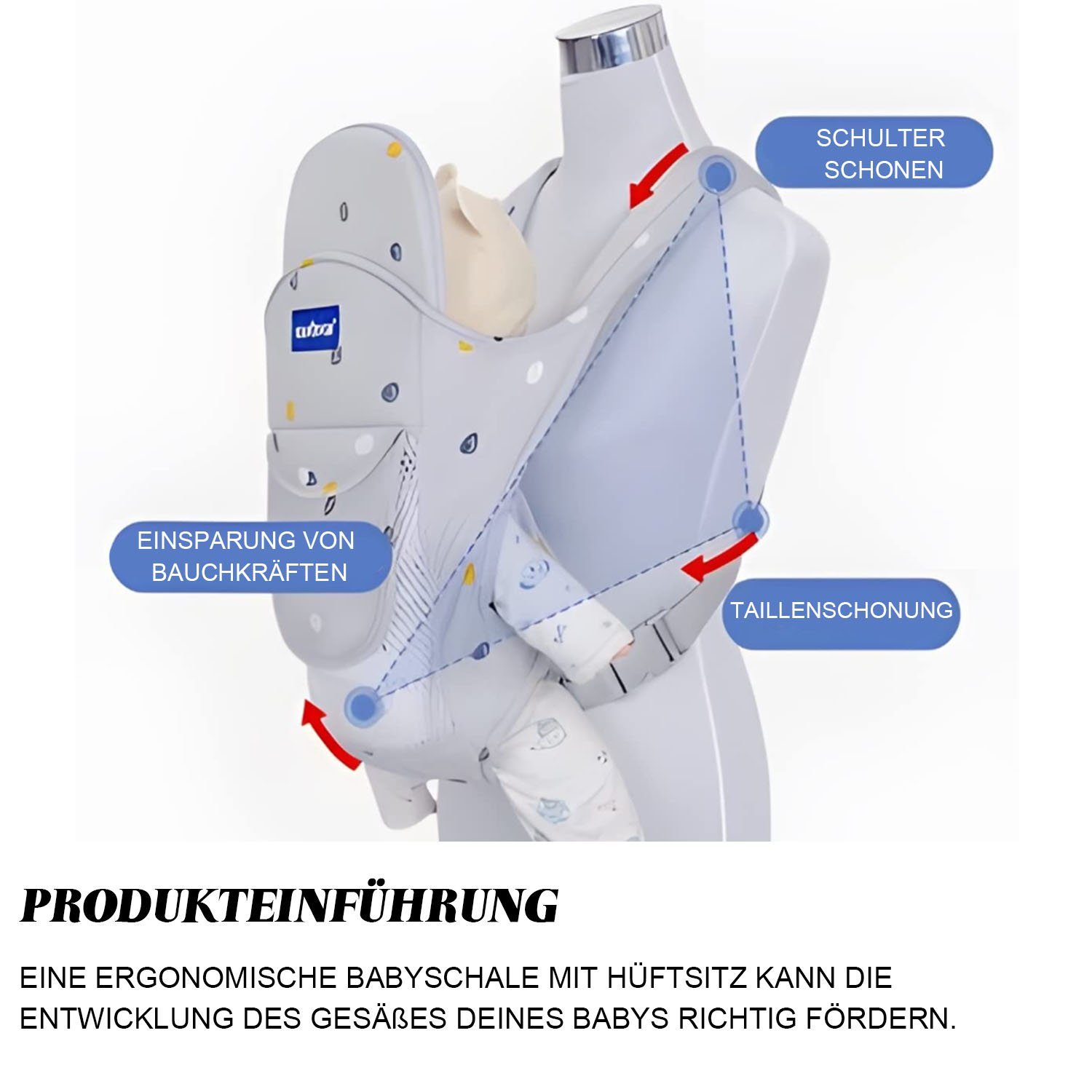 TOPMELON Bauchtrage 4-in-1 Babytrage Rückentrage Ergonomisch Atmungsaktiv