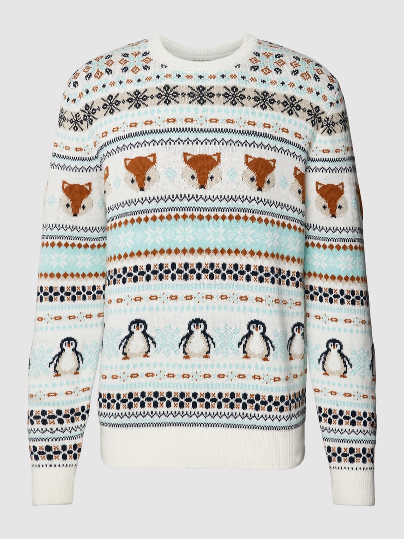 Strickpullover mit Allover-Muster Modell 'CARLOS' in offwhite