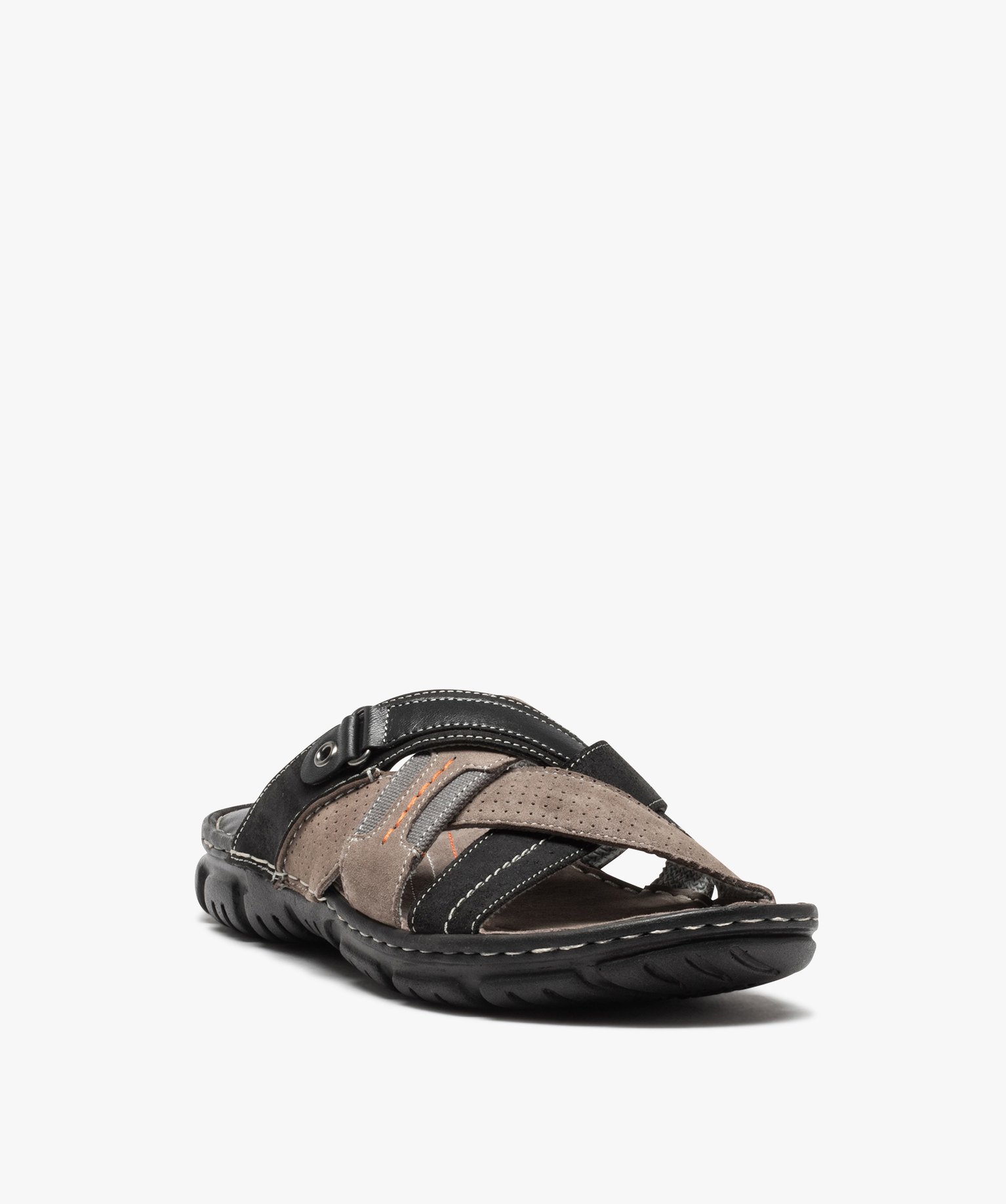 Mules homme confort à brides multiples et surpiqres color... noir | GEMO