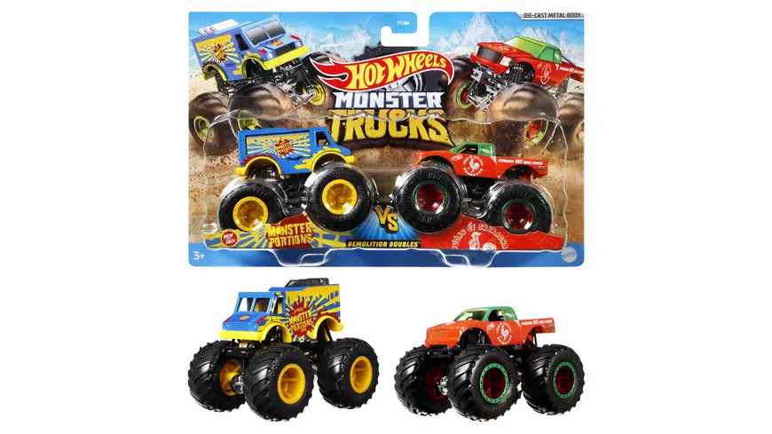 Hot Wheels Monster Trucks 1:64 Die-Cast 2er-Pack Sortiment