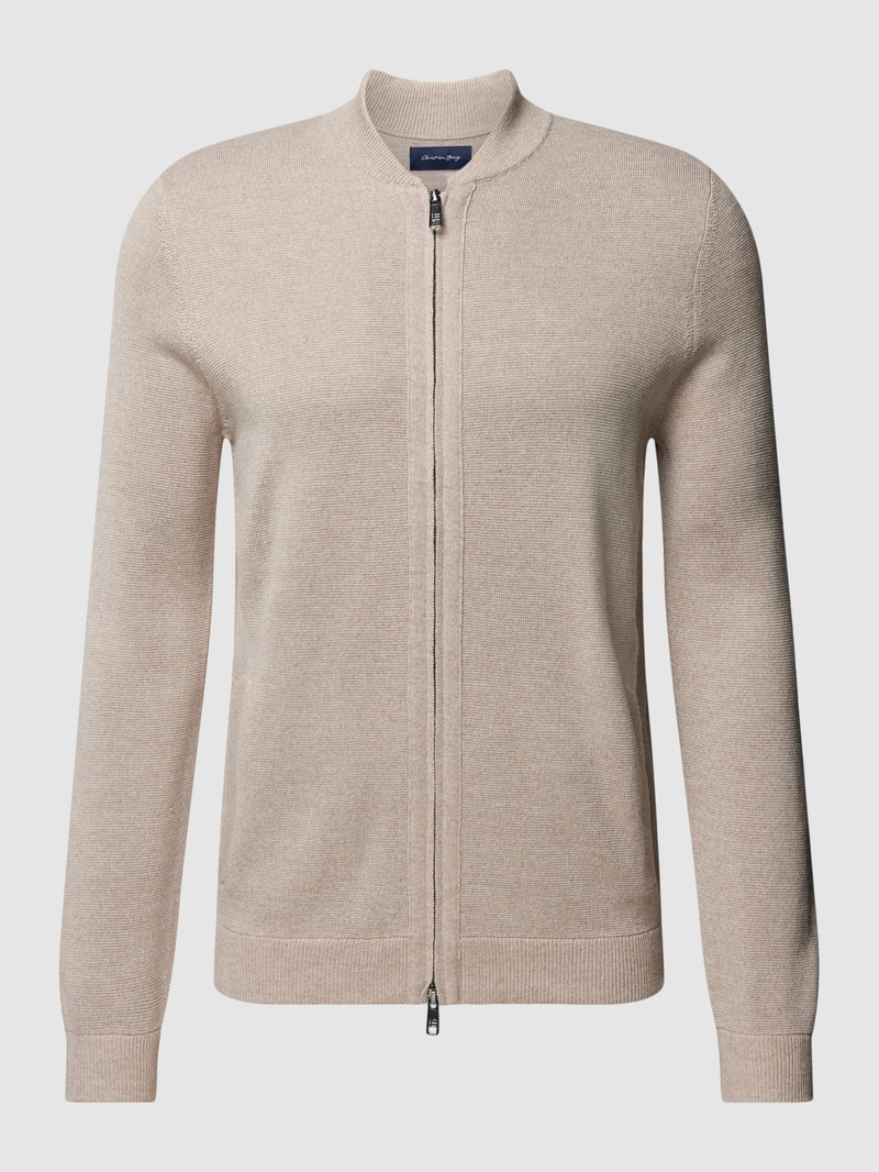 Strickjacke mit Zweiwege-Reißverschluss in sand meliert