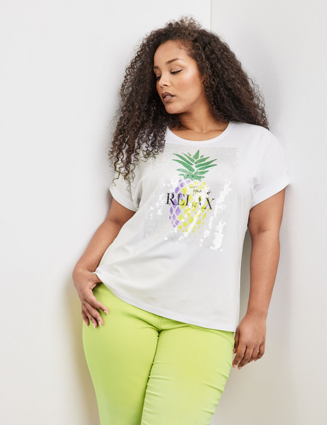 T-Shirt mit Frontprint und Pailletten-Dekor