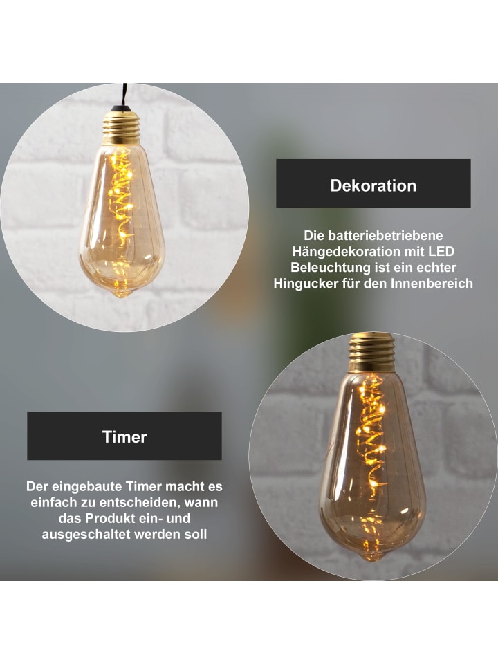 STAR Trading LED Hängeleuchte ,Glow', Batterien und Timer, Leuchtdraht, bernstein, günstig kaufen onesize