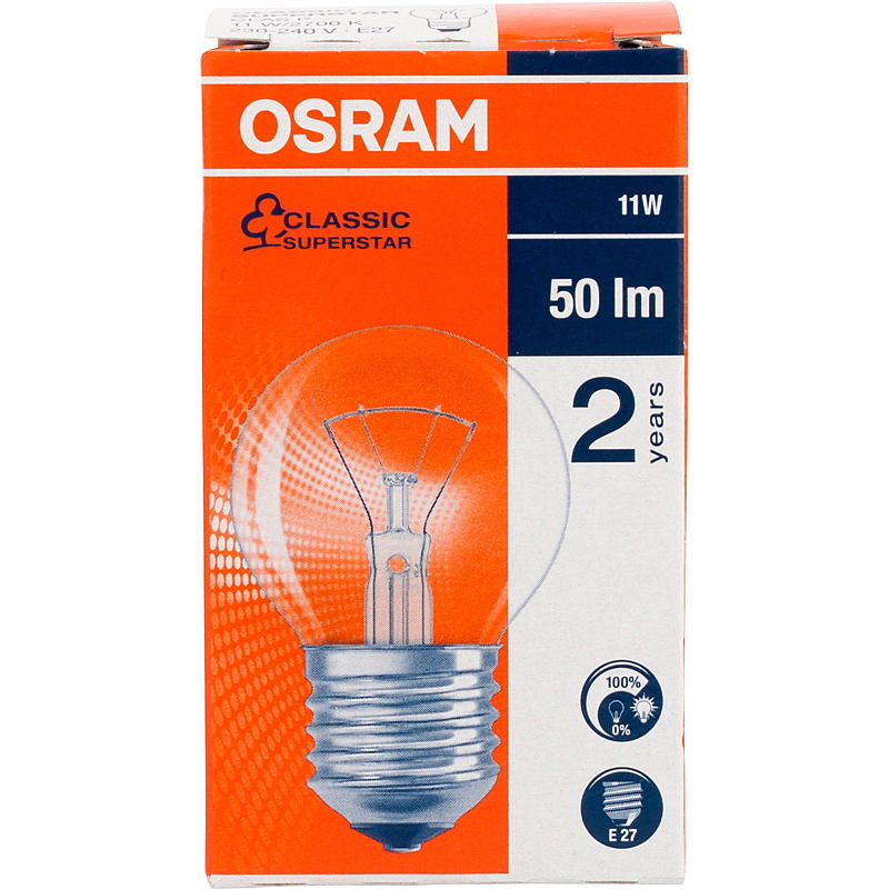 Osram Lyspære 11W E27 Classic P, Krone Osram