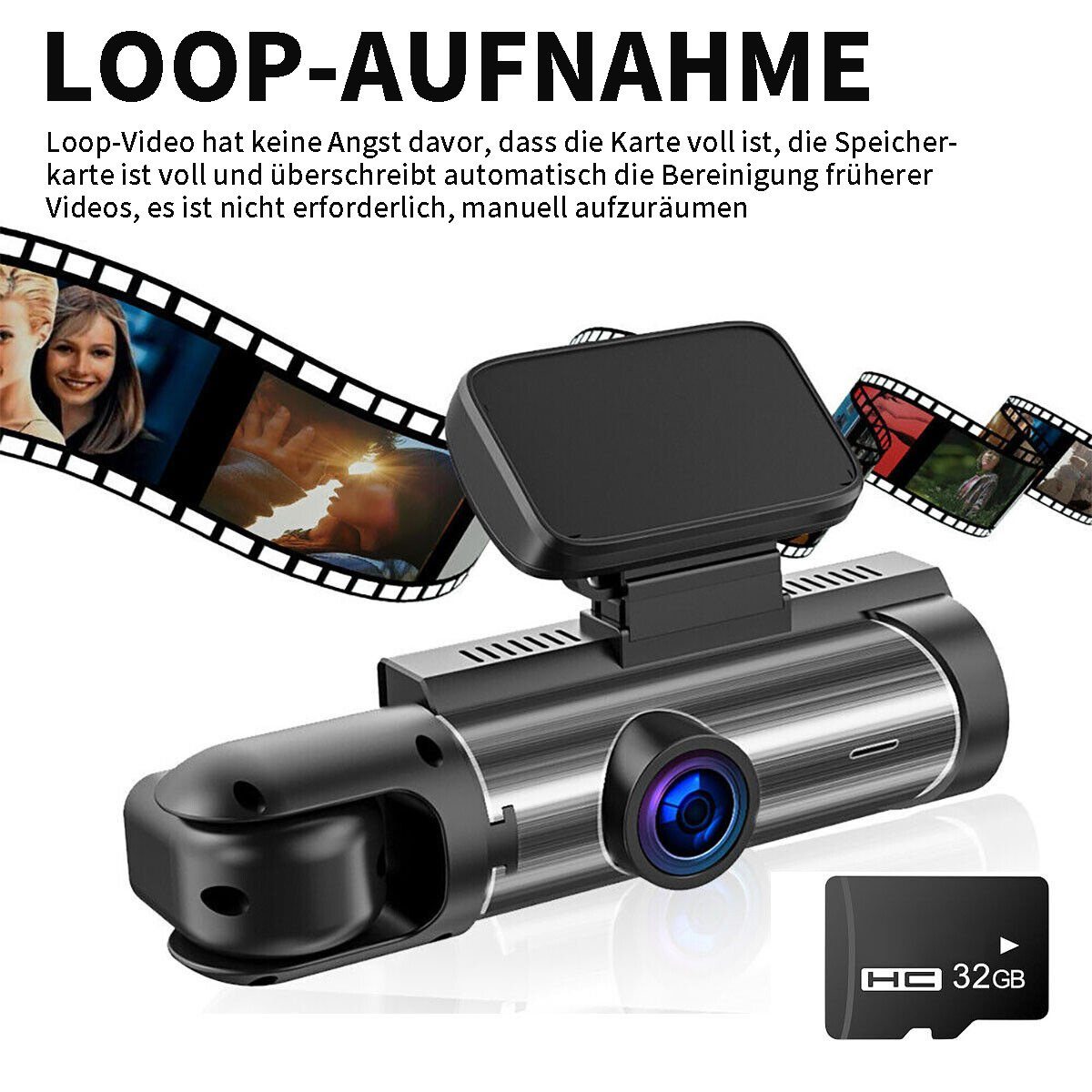 Yoyaxi 32G+ Dual Lens Dash Cam 1080P HD Auto DVR Recorder Vorder Dashcam (und Rückkamera G-Sensor)