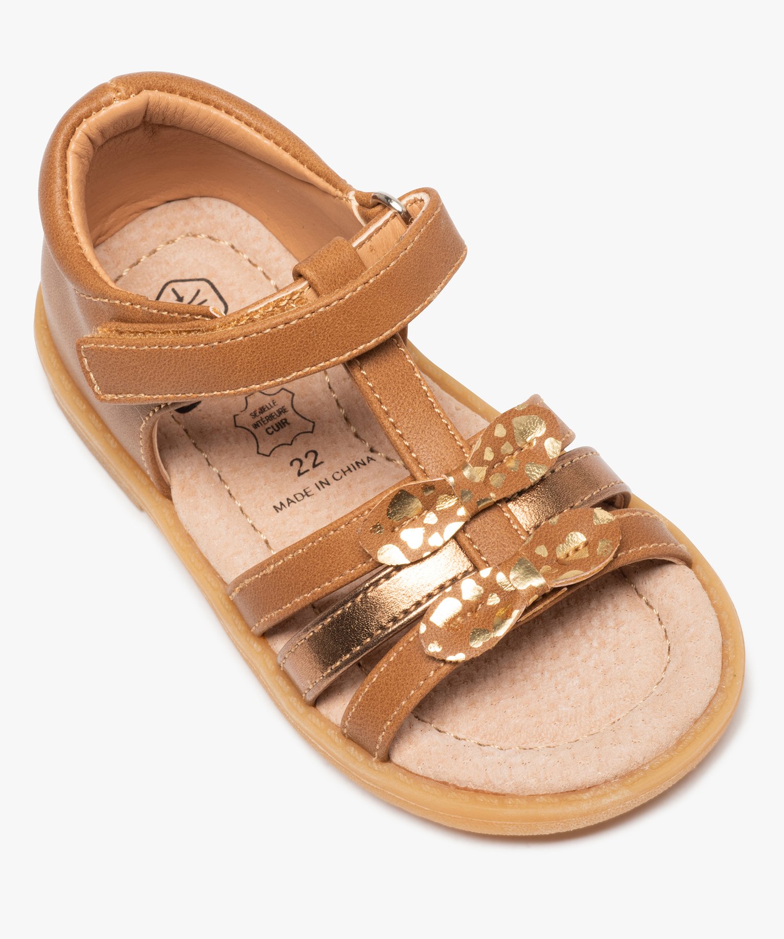 Sandales bébé fille à contrefort fermé et n?uds fantaisie camel | GEMO