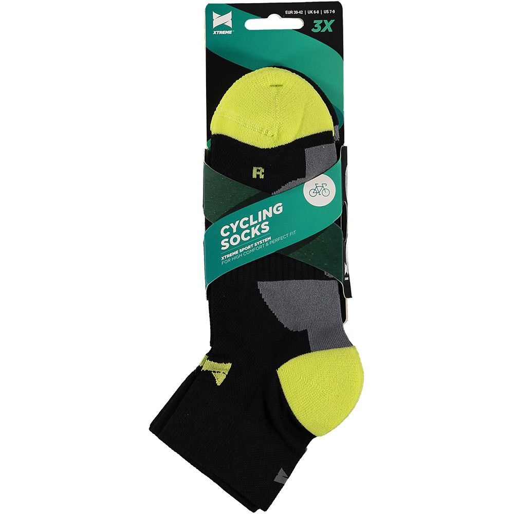 Xtreme 3 Paar Multi Black Quarter Radsocken