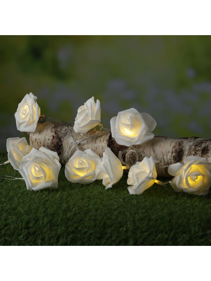MARELIDA LED Lichterkette Rosen 10 Blumen Batteriebetrieb L: 180cm in weiß günstig kaufen onesize