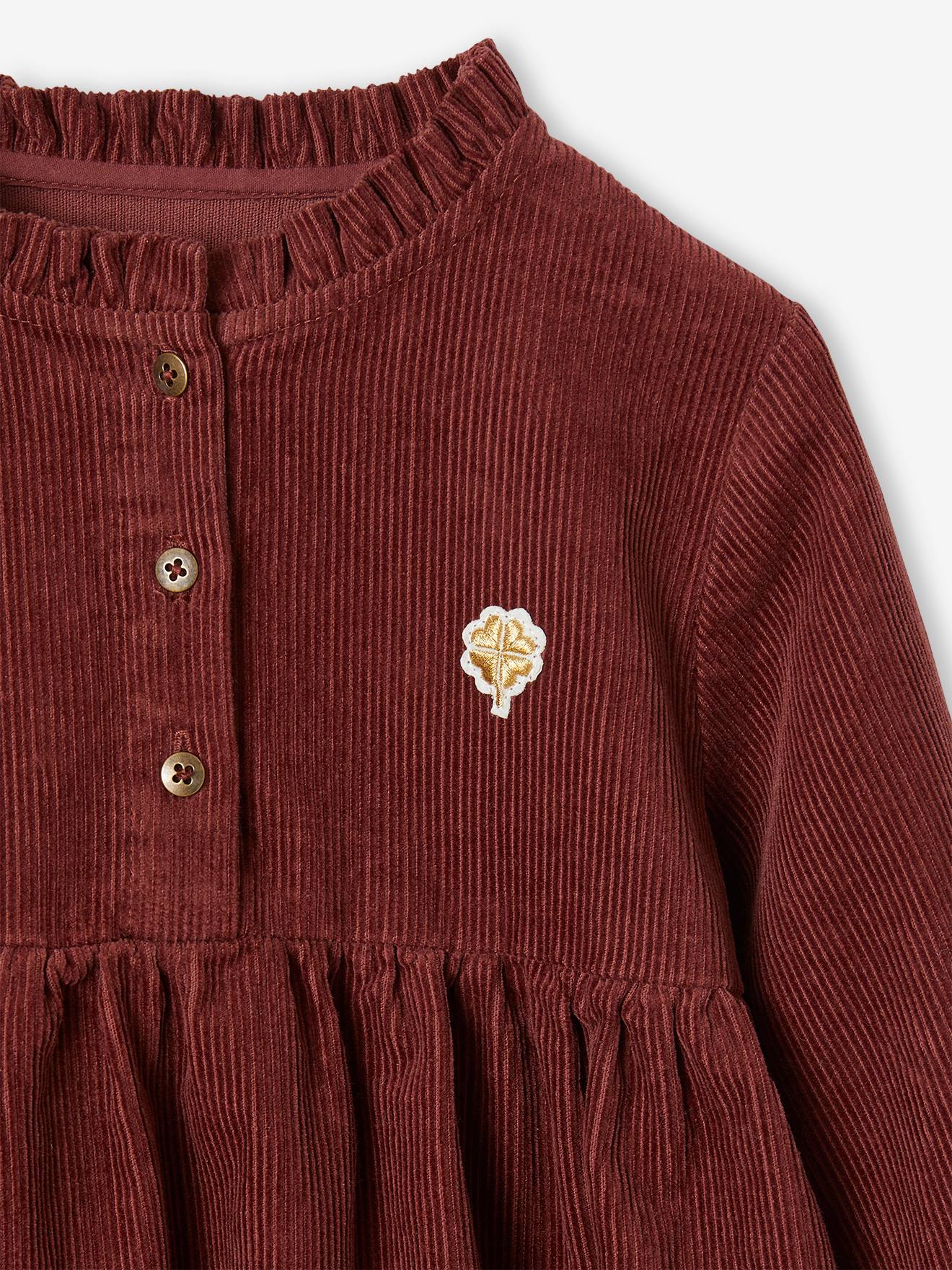 Vertbaudet Mädchen Cordkleid mit Rüschenkragen - schokolade