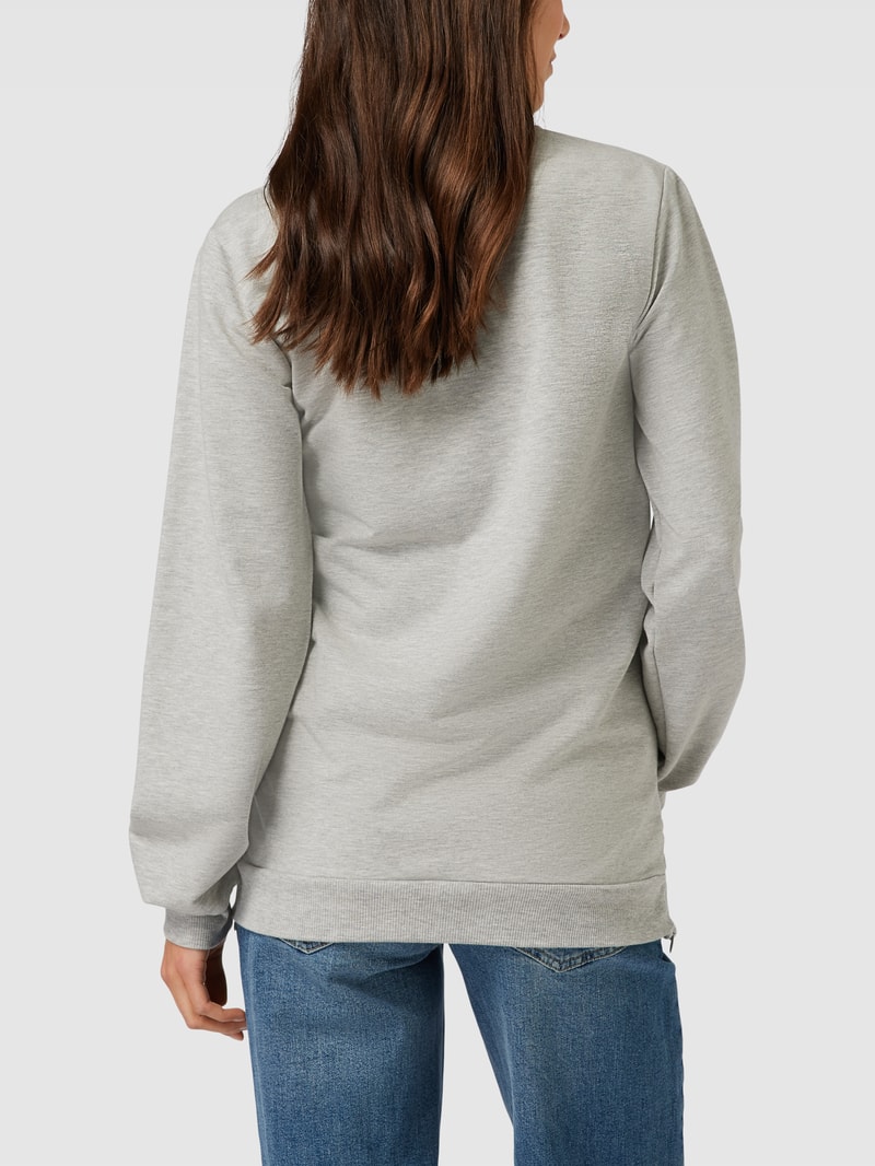 Umstands-Sweatshirt mit Statement-Stitching Modell 'Ulrika' in hellgrau meliert