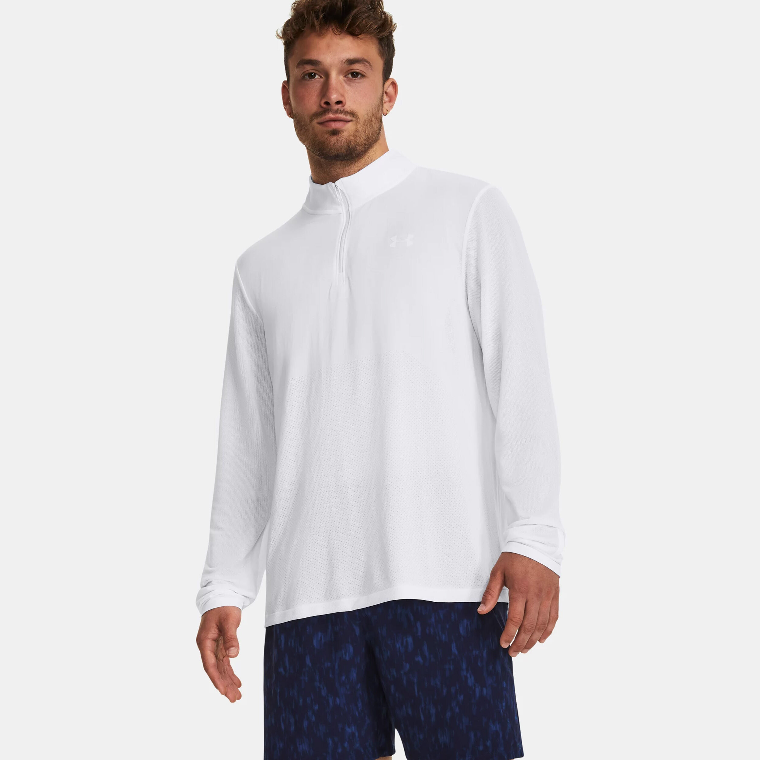 Seamless Stride 1/4 Zip Lauftop Herren - Weiß