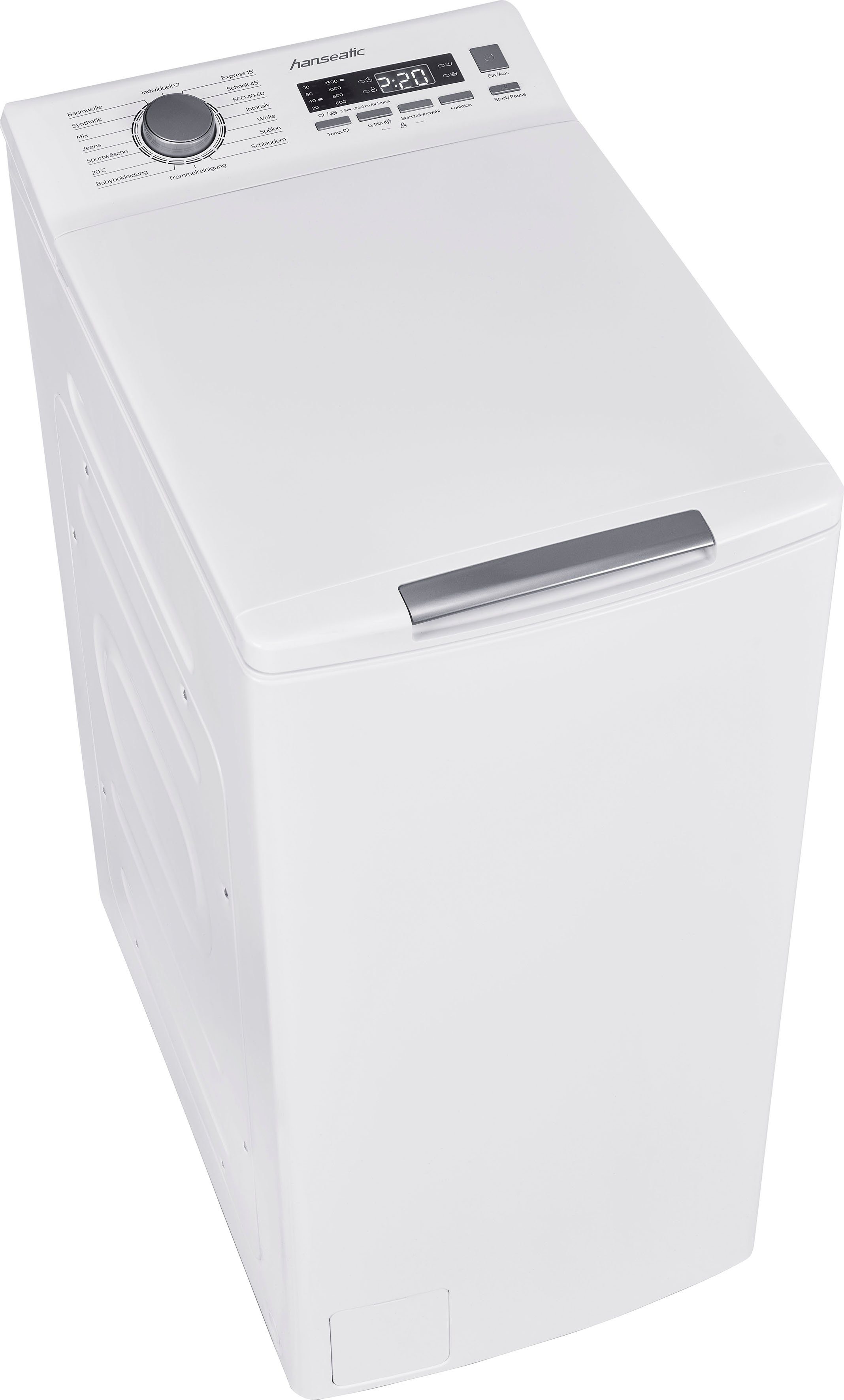 Hanseatic Waschmaschine Toplader HTW8013C, 8 kg, 1300 U/min, Mengenautomatik, Überlaufschutzsystem