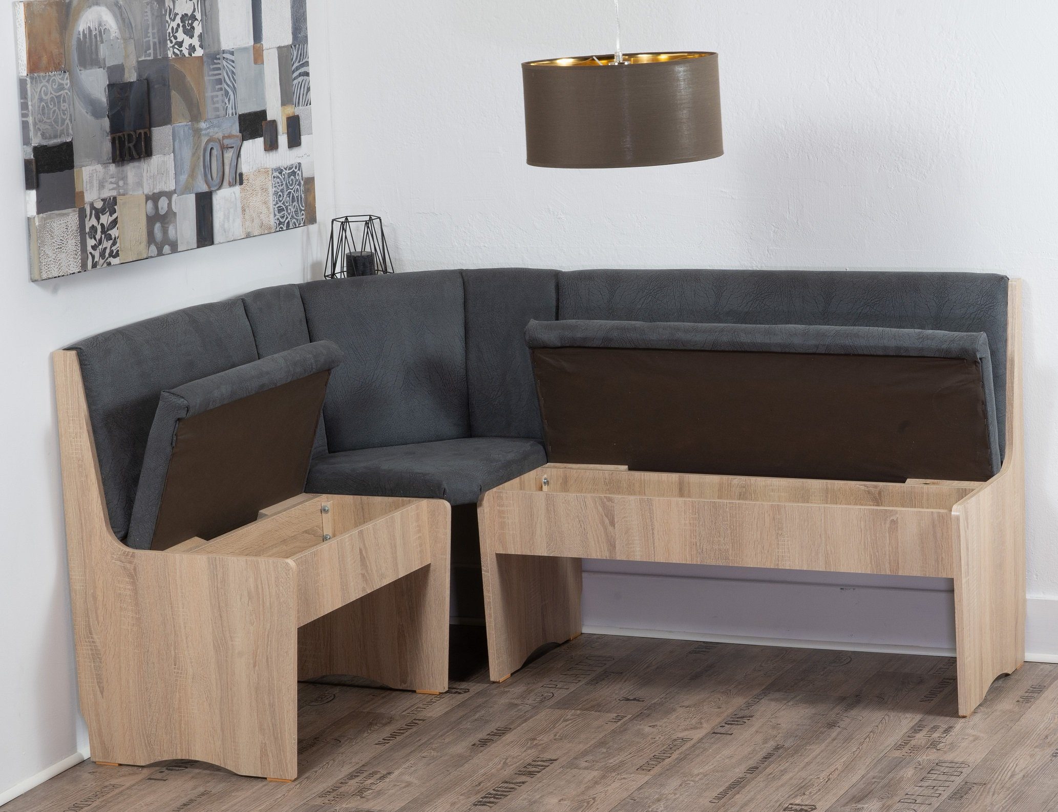Stolebaenk Eckbankgruppe Duisburg Titanic Sonoma Ibiza FG MA+PE, (Eckbankgruppe, 1 x Eckbank, 1 x Tisch, 2 x Stuhl)