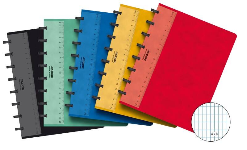 Adoc Classic Notizbuch DIN A5 Kariert Spiralbindung Pappe Farbig sortiert 144 Seiten