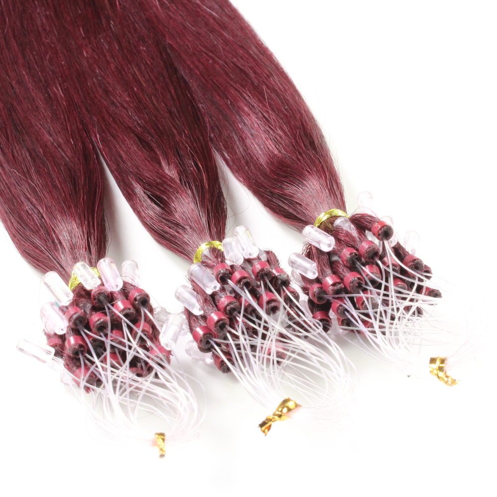 hair2heart Extensions à froid cheveux naturels #99j Bourgogne 1g extensions