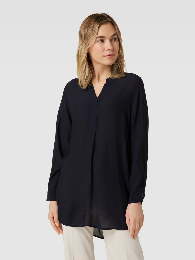 Bluse mit Tunikakragen Modell 'Facura' in marineblau