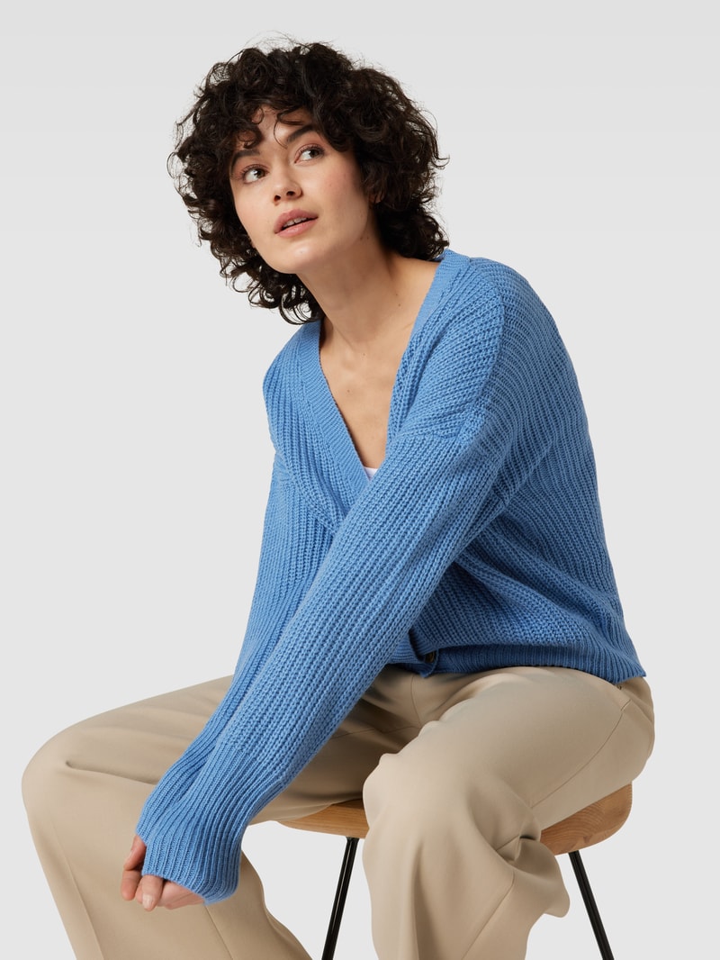 Strickcardigan mit gerippten Abschlüssen Modell 'LEA' in jeans