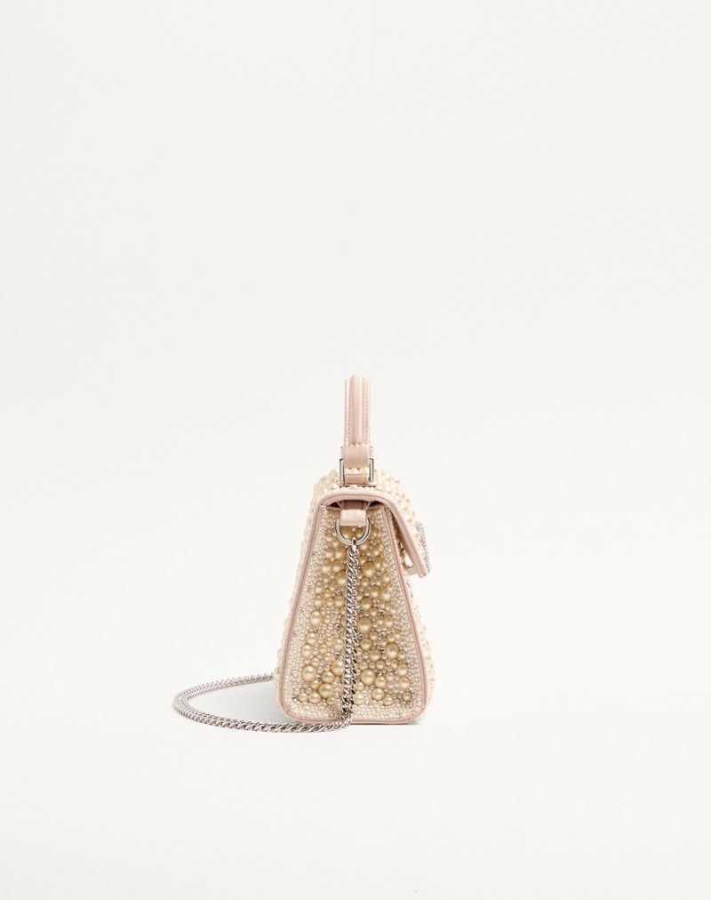 Valentino Garavani Vsling mini-håndtaske med perler, rhinsten og juvellogo
