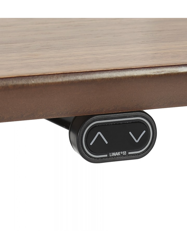 KADIMA DESIGN Elektrischer Sitz Steh Schreibtisch mit Holzplatte in Braun-Schwarz günstig kaufen