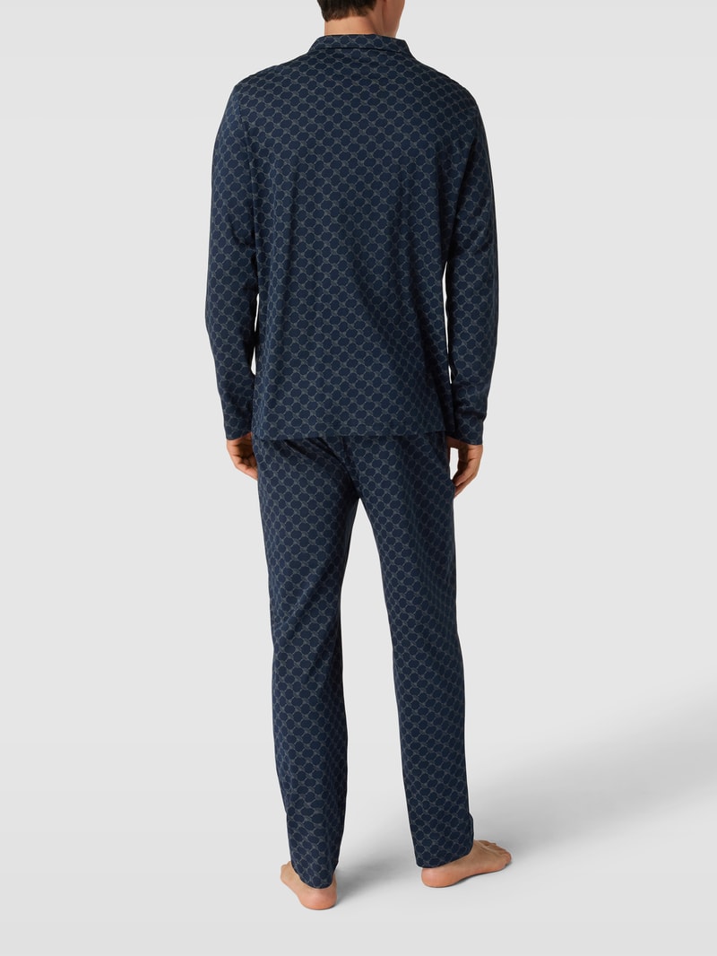 Pyjama mit Allover-Muster in dunkelblau