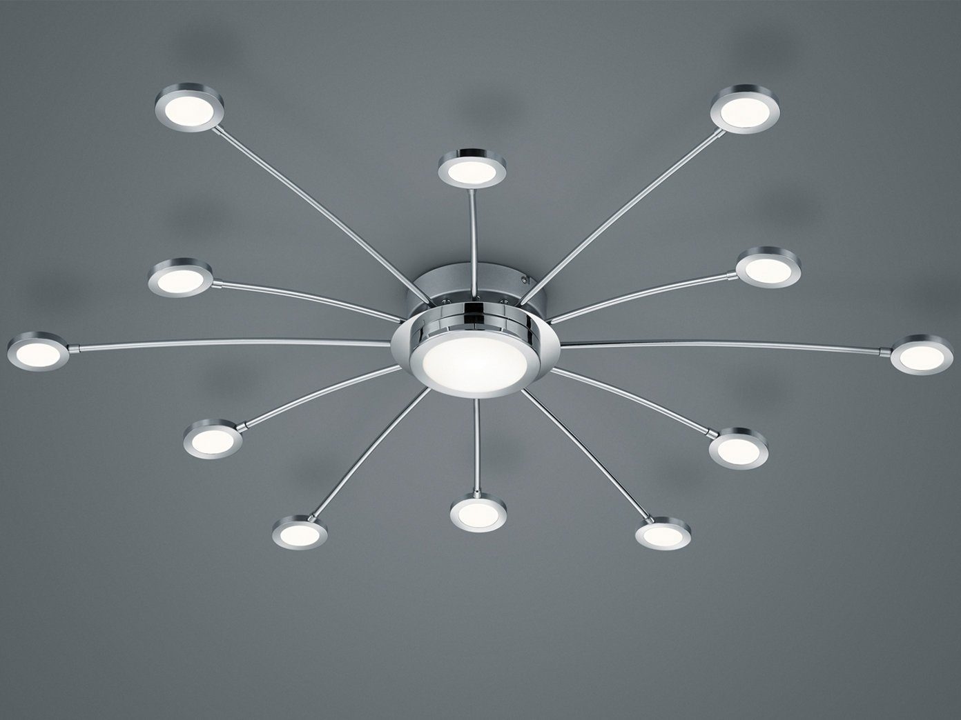 TRIO LED Deckenleuchte, Dimmfunktion, LED fest integriert, Einstellbar: Warmweiß - Neutralweiß - Tageslichtweiß, ausgefallene große flach-e Design-er Treppenhaus Beleuchtung Ø 100cm