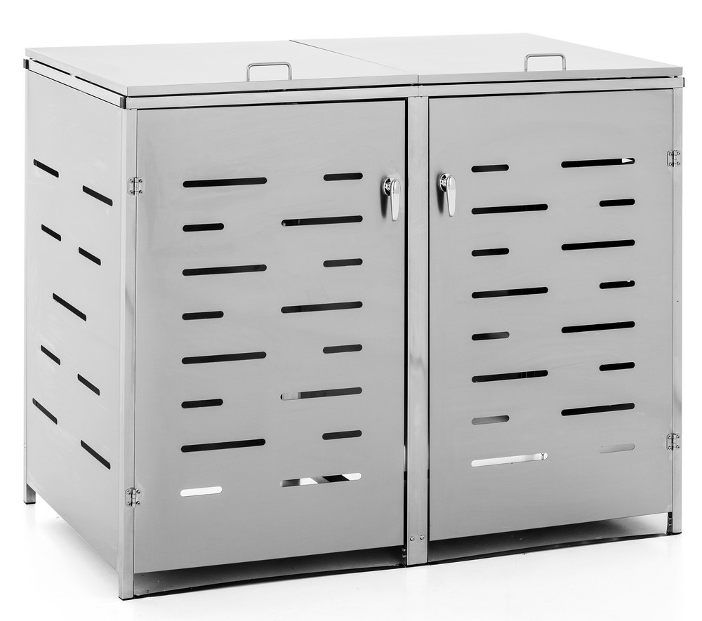 HC Garten & Freizeit Mülltonnenverkleidung 2er Mülltonnenbox, Edelstahl